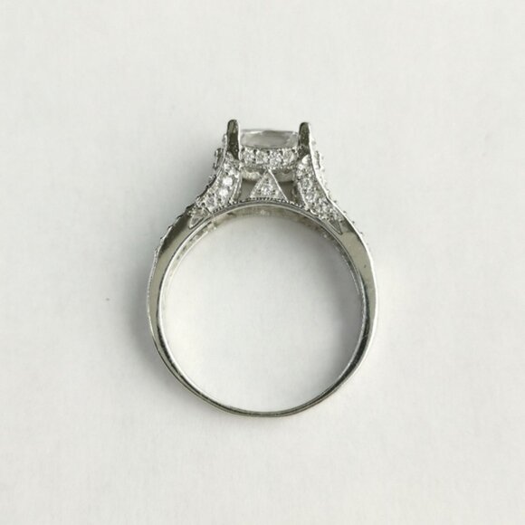 New sterling silver cz cathedral set ring engagement cocktail size 9 - Picture 2 of 8
